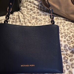 Michael Kors Sofia Large Navy Leather Satchel